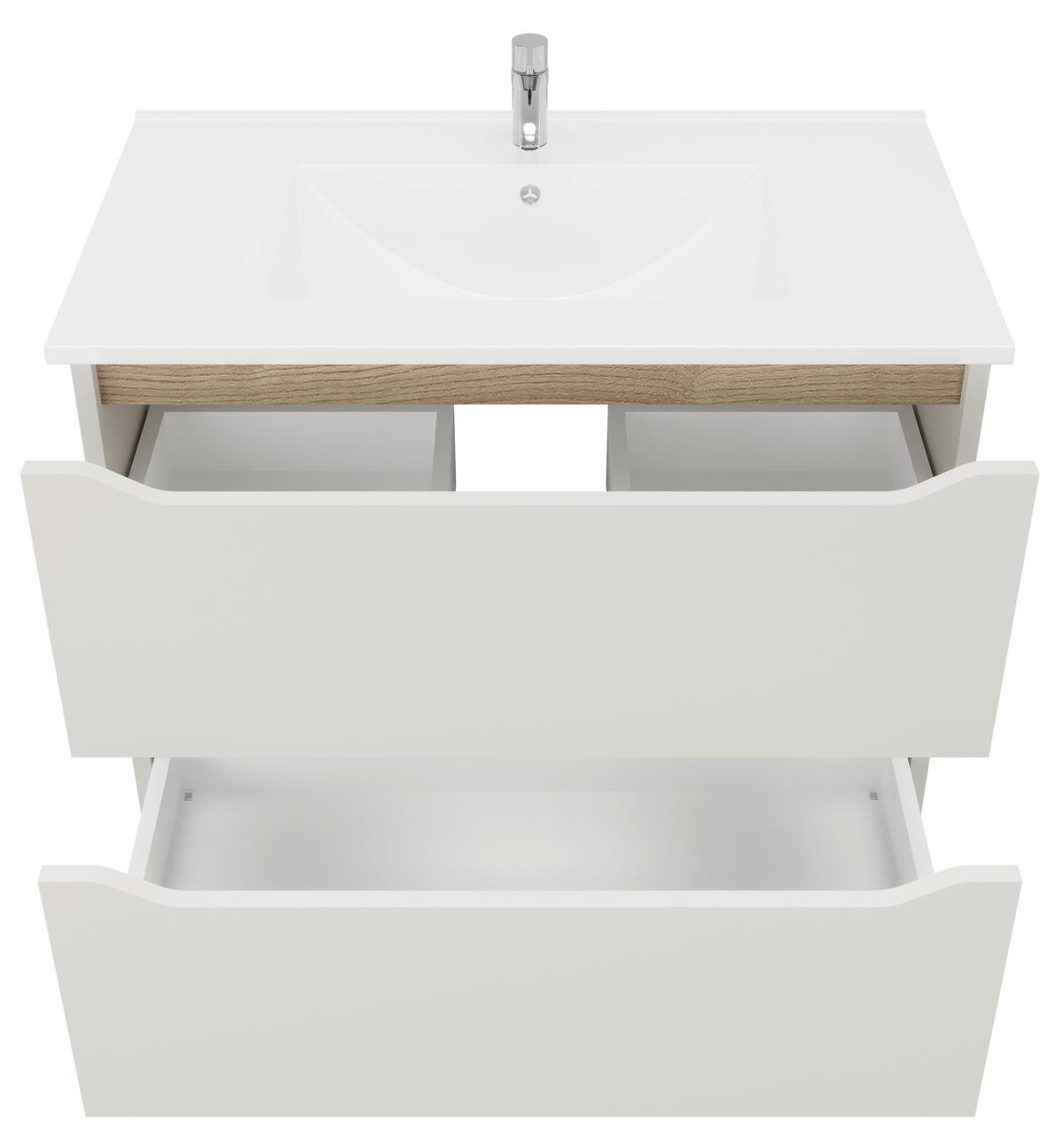 Waschbeckenunterschrank Mallorca Kaschmir/Eiche - Kaschmir/Weiß, MODERN, Keramik/Holzwerkstoff (80/62/46cm) - Based