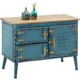 Kommode Vintage Türkis - Türkis/Goldfarben, LIFESTYLE, Holz/Metall (82/57,5/43cm) - PREMIUM LIVING
