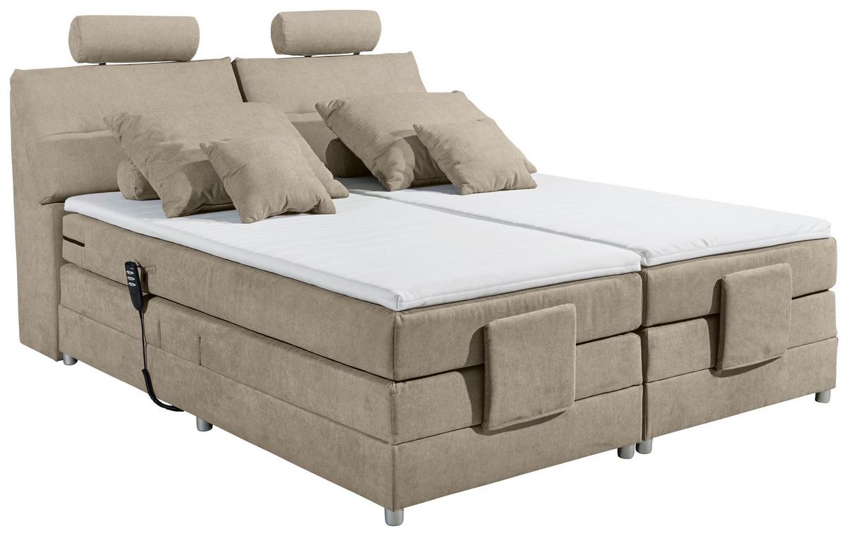 Boxspringbett Palermo elektrisch 180x200cm Sandfarb. - Sandfarben/Silberfarben, MODERN, Holzwerkstoff/Kunststoff (180/200cm) - MID.YOU