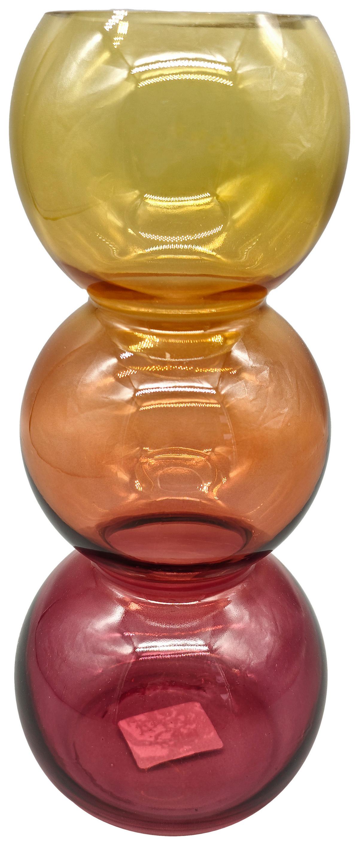 Vase Henri Gelb/Rot/Orange - Weinrot/Dunkelorange, KONVENTIONELL, Glas (11/25cm) - Mömax