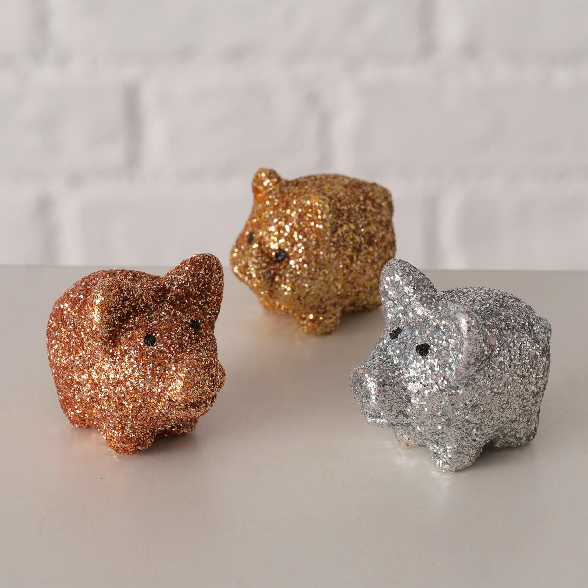 Dekoschwein Piggy diverse Farben - Silberfarben/Roségold, KONVENTIONELL, Keramik (2,5/4/3cm) - Mömax