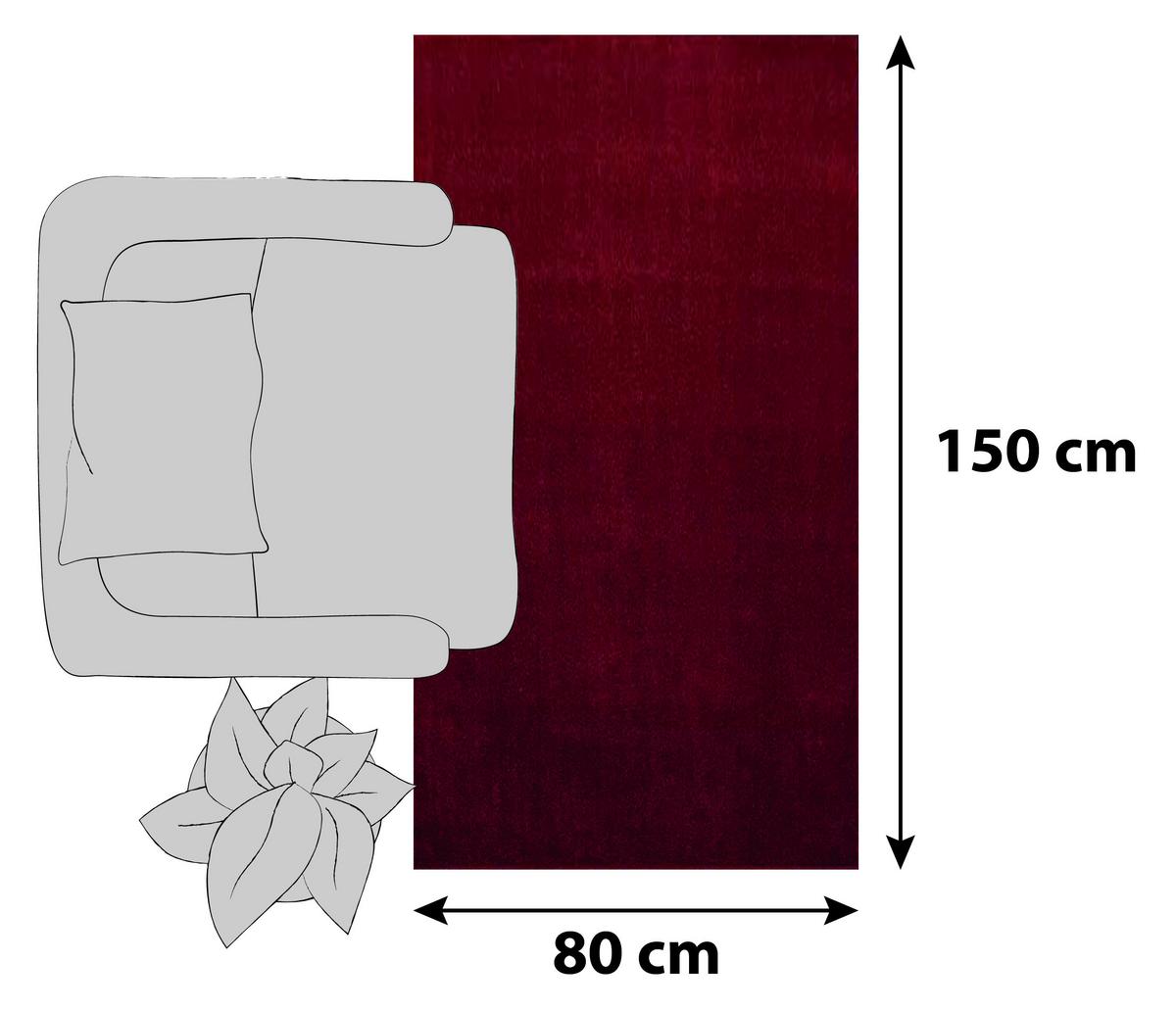 Hochflorteppich ATA Rot ca. 80x150cm - Rot, Design, Textil (80/150cm) - Novel