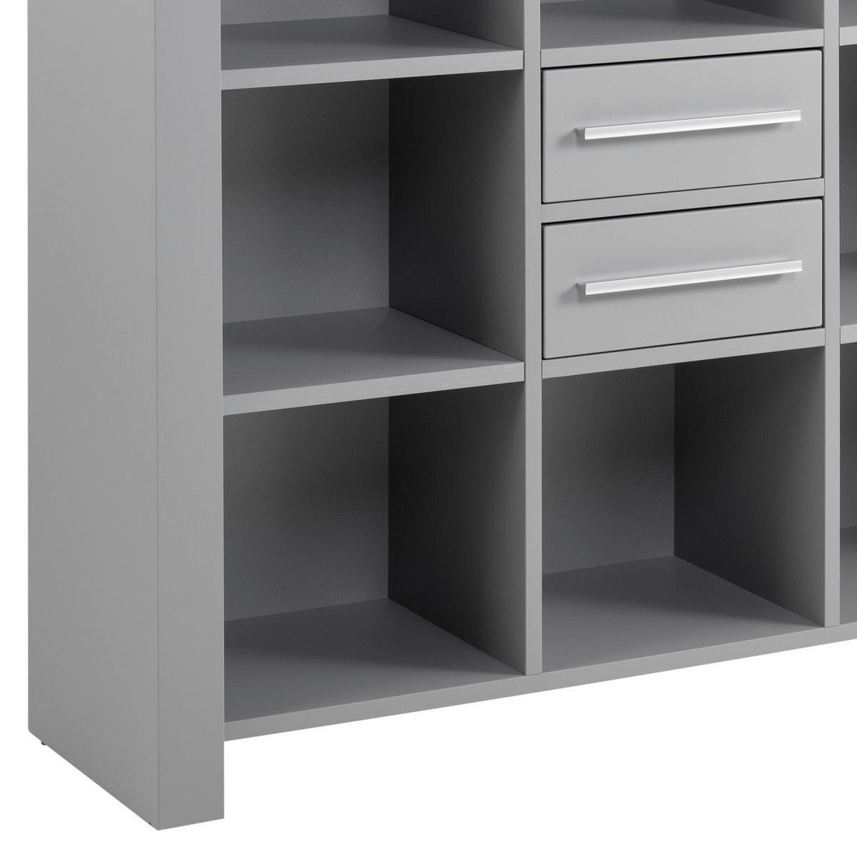 Standregal in Grau 'Nikola' - Silberfarben/Schwarz, KONVENTIONELL, Holzwerkstoff/Kunststoff (138/128/41cm) - MID.YOU