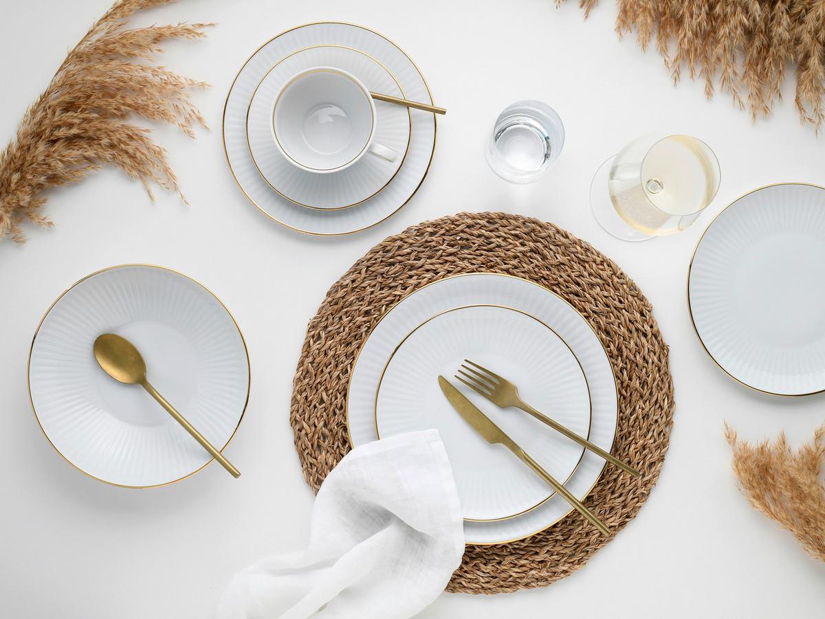 Kombinirani Servis Valencia, 30-Delni - zlate barve/bela, Design, keramika - Creatable