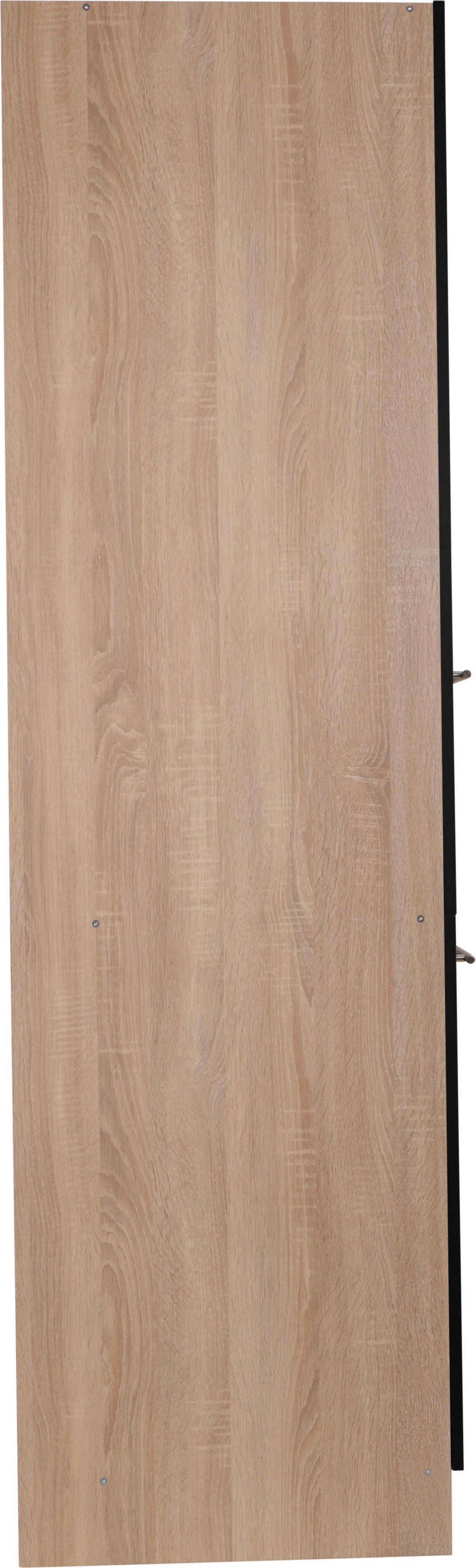 Izvlečna Omara Merle, Barva Hrasta, Črna - srebrne barve/črna, Basics, kovina/leseni material (30/200/60cm) - Respekta