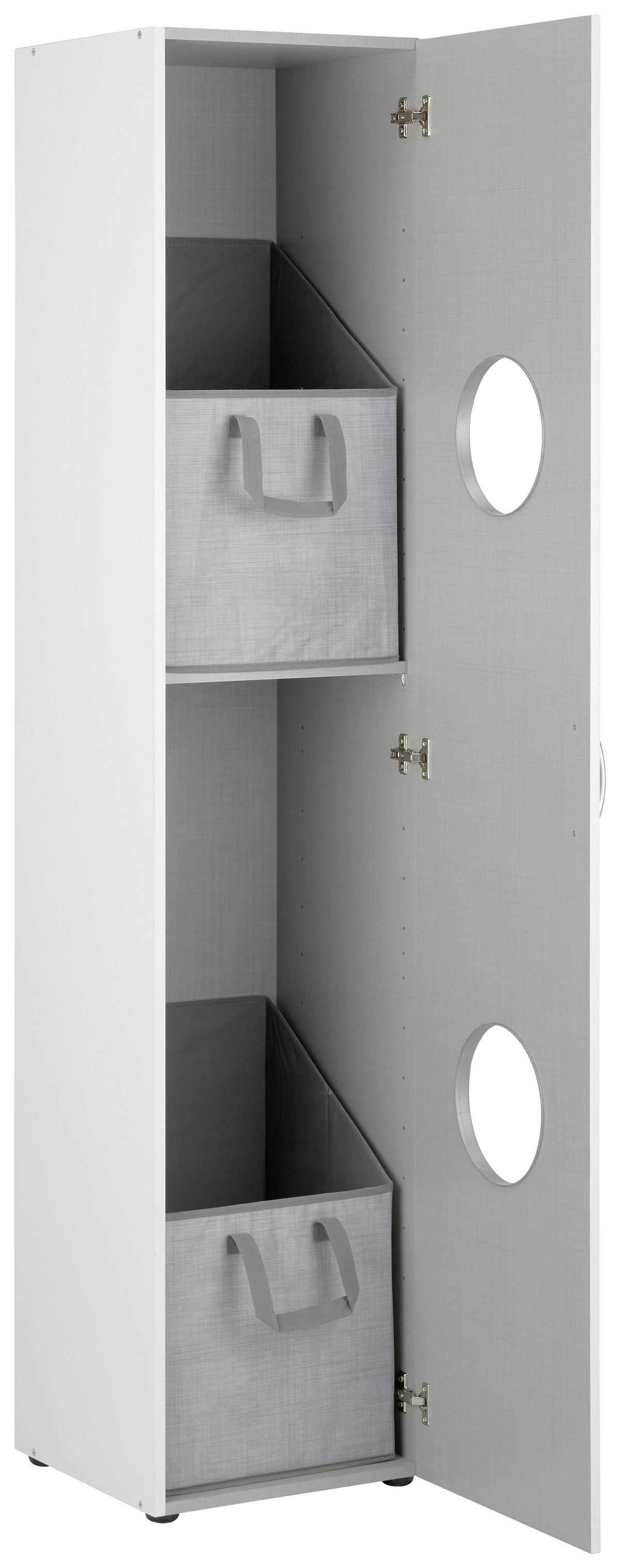Schrank in Weiss - Weiss/Alufarben, Konventionell, Holzwerkstoff/Kunststoff (40/185cm) - Mömax