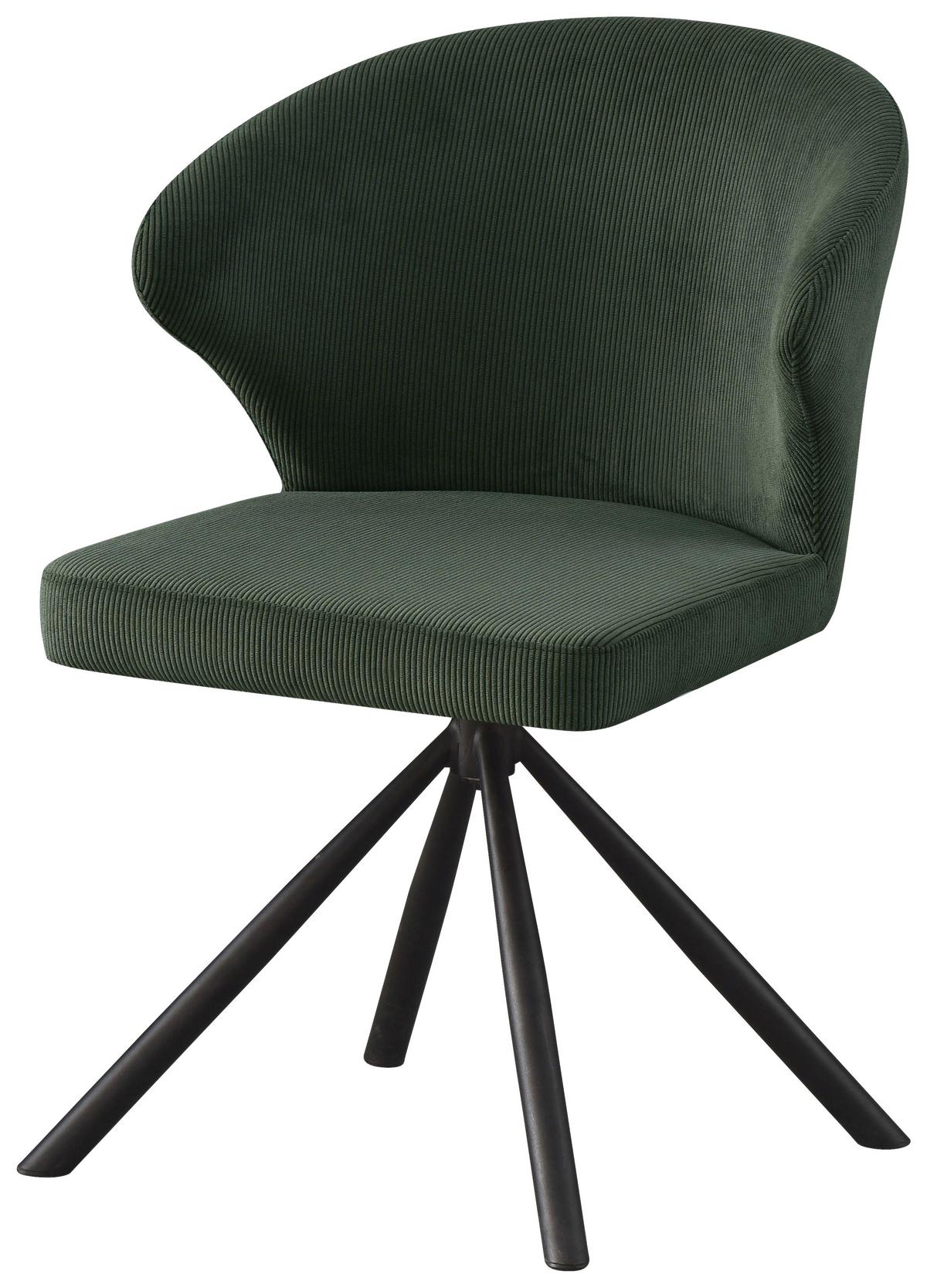 Naslanjač Jana, Temno Zelena, Vrtljiv - črna/temno zelena, Trendi, kovina/tekstil (55/81,5/58cm) - Mömax