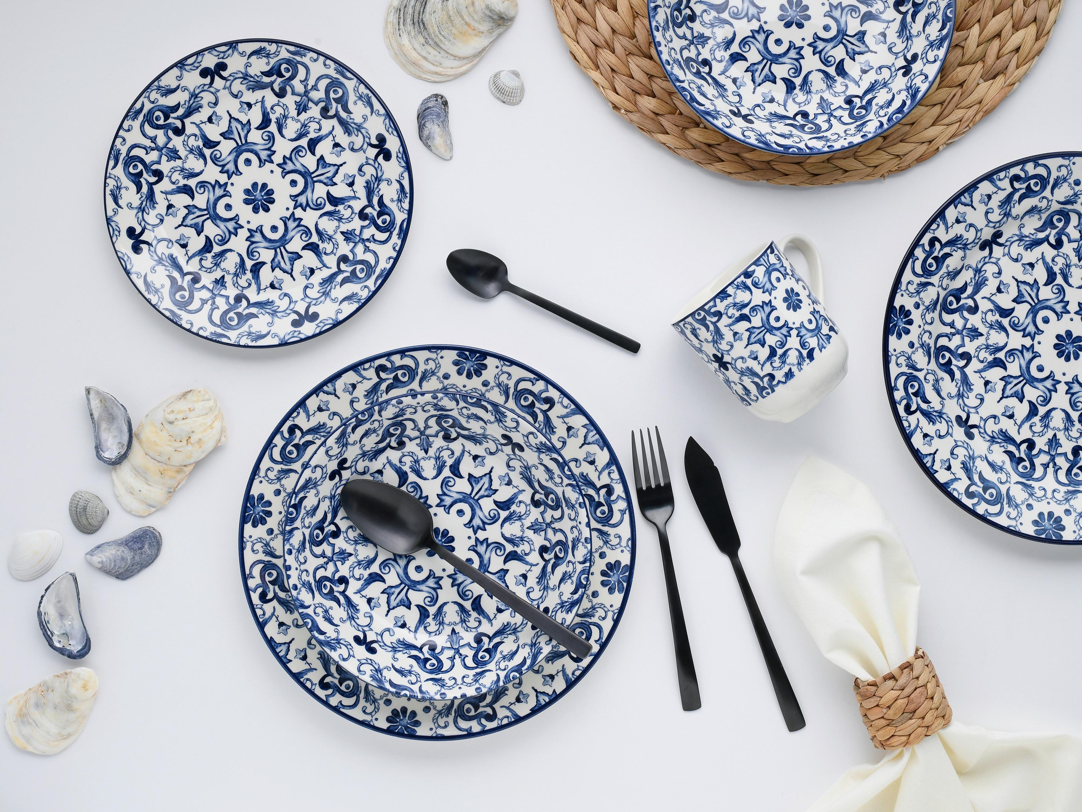 Kombinirani Servis Fresco, 16-Delni - modra/bela, Basics, keramika - Creatable