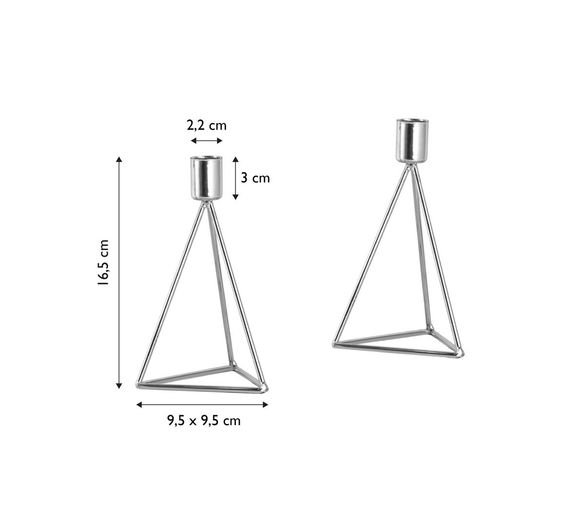 Kerzenhalter-Set Silberfarben 2-teilig - Silberfarben, Basics, Metall (9,5/16,5cm) - Echtwerk