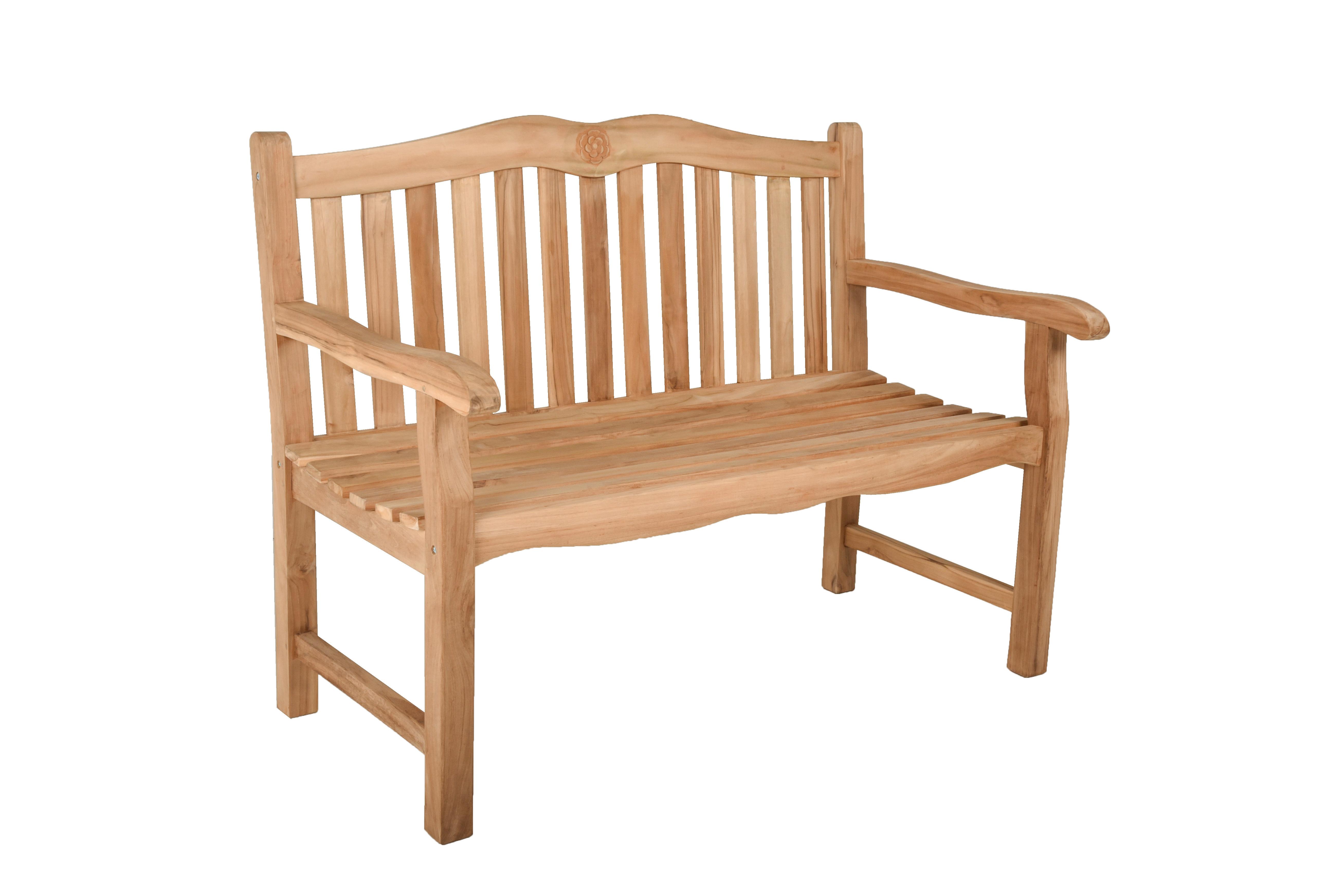 Gartenbank Romang ca. 120x92x63 cm Teak - Naturfarben, Basics, Holz (120/92/63cm) - Gardenson