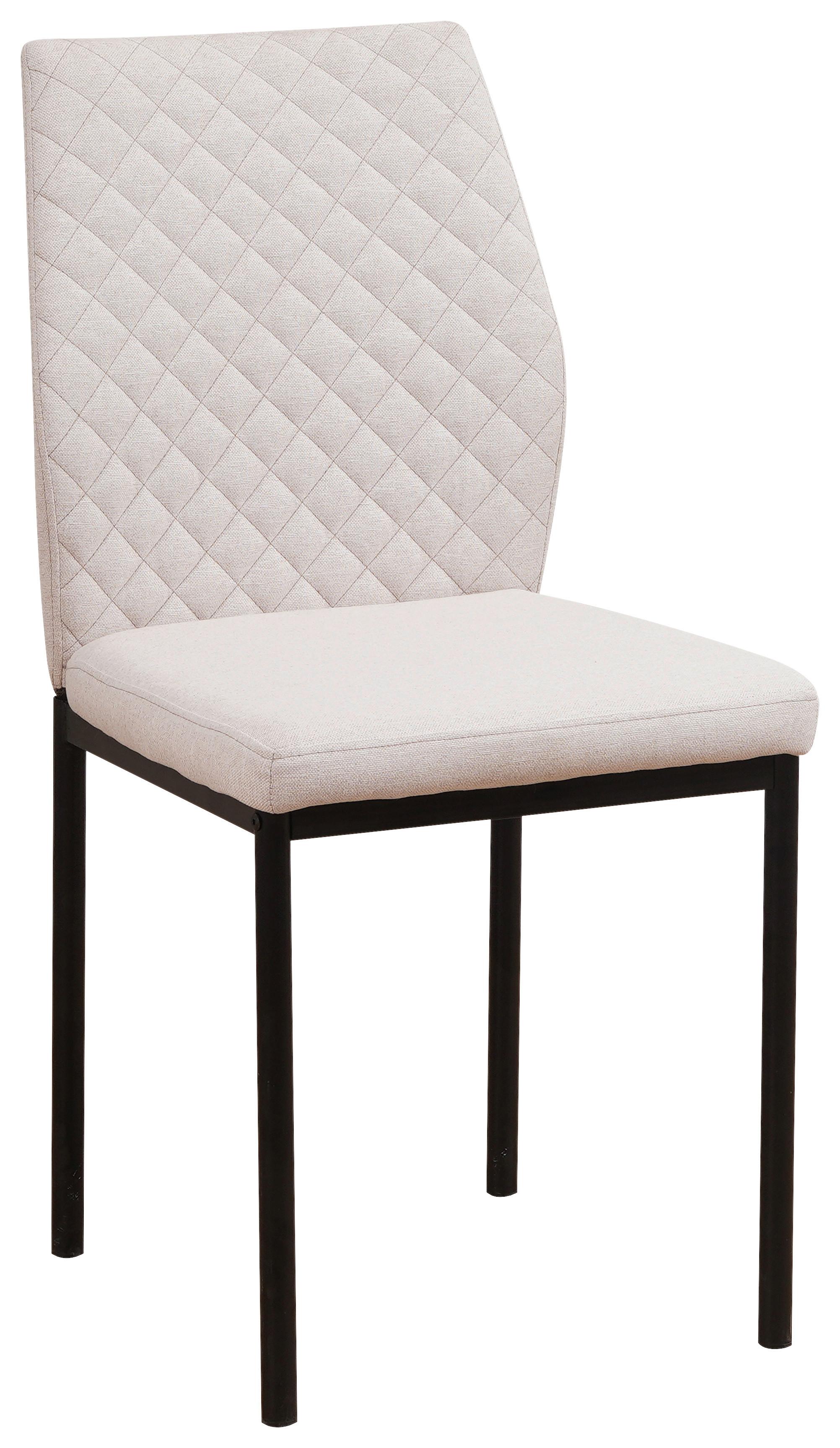 Stuhl Mia in Beige Mikrofaser - Beige/Schwarz, Basics, Textil/Metall (44/90/56cm) - Based