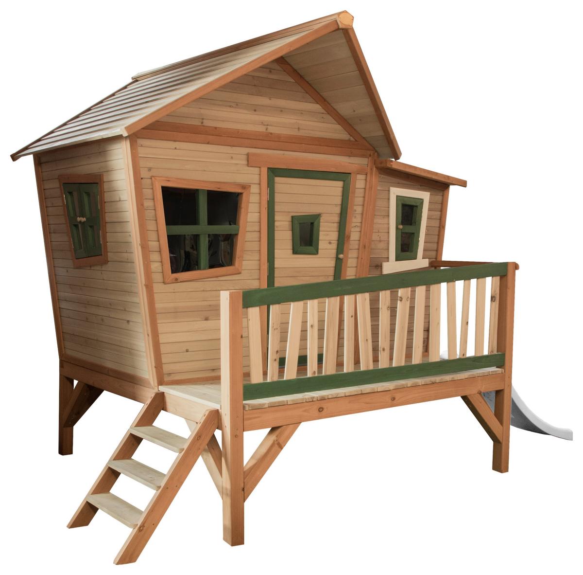 Speilhaus "Emma", Braun, Grün, Weiß - Hellgrün/Braun, KONVENTIONELL, Holz/Kunststoff (123/12,8/152cm) - Ambia Garden