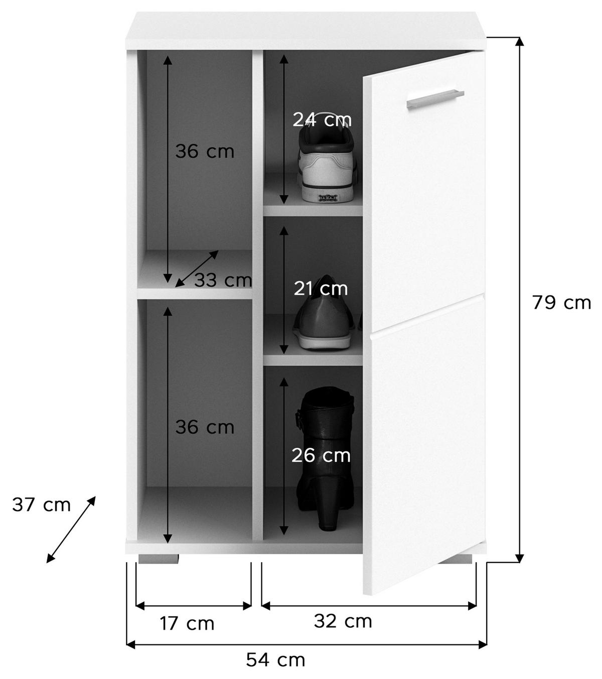 Omara Za Čevlje Prego, Bela Visok Sijaj - srebrne barve/bela, Design, umetna masa/leseni material (55/79/37cm) - Xora