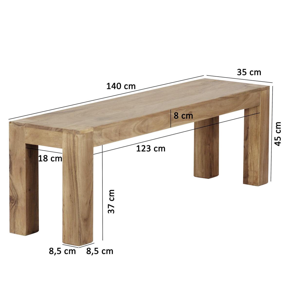 Klop Mumbai - barve akacije, Moderno, les (140/45/35cm) - MID.YOU