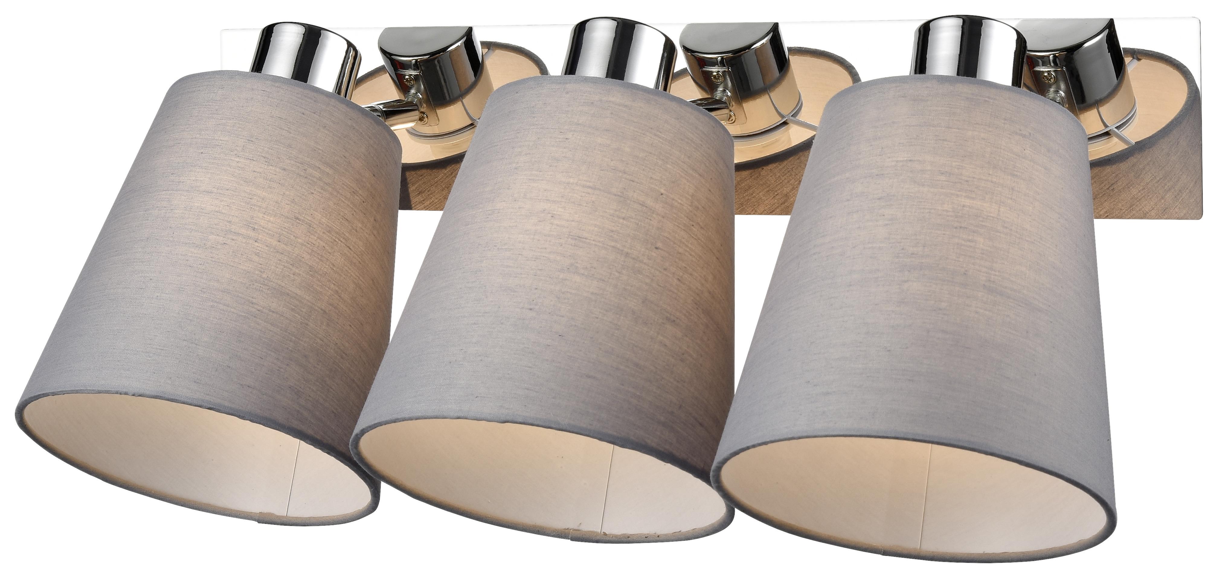 Reflektor Grosse, 3 X 40 W - barve kroma/siva, Romantika, kovina/tekstil (46/17/21cm) - Premium Living