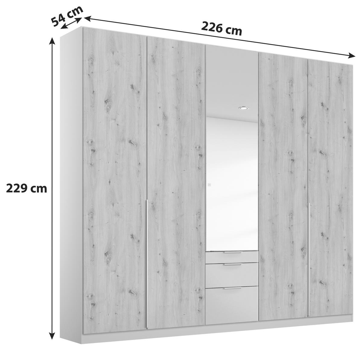 DULAP USI ROTATIVE ALABAMA - argintiu/culoare lemn stejar, Modern, material pe bază de lemn (226/229/54cm) - Modern Living