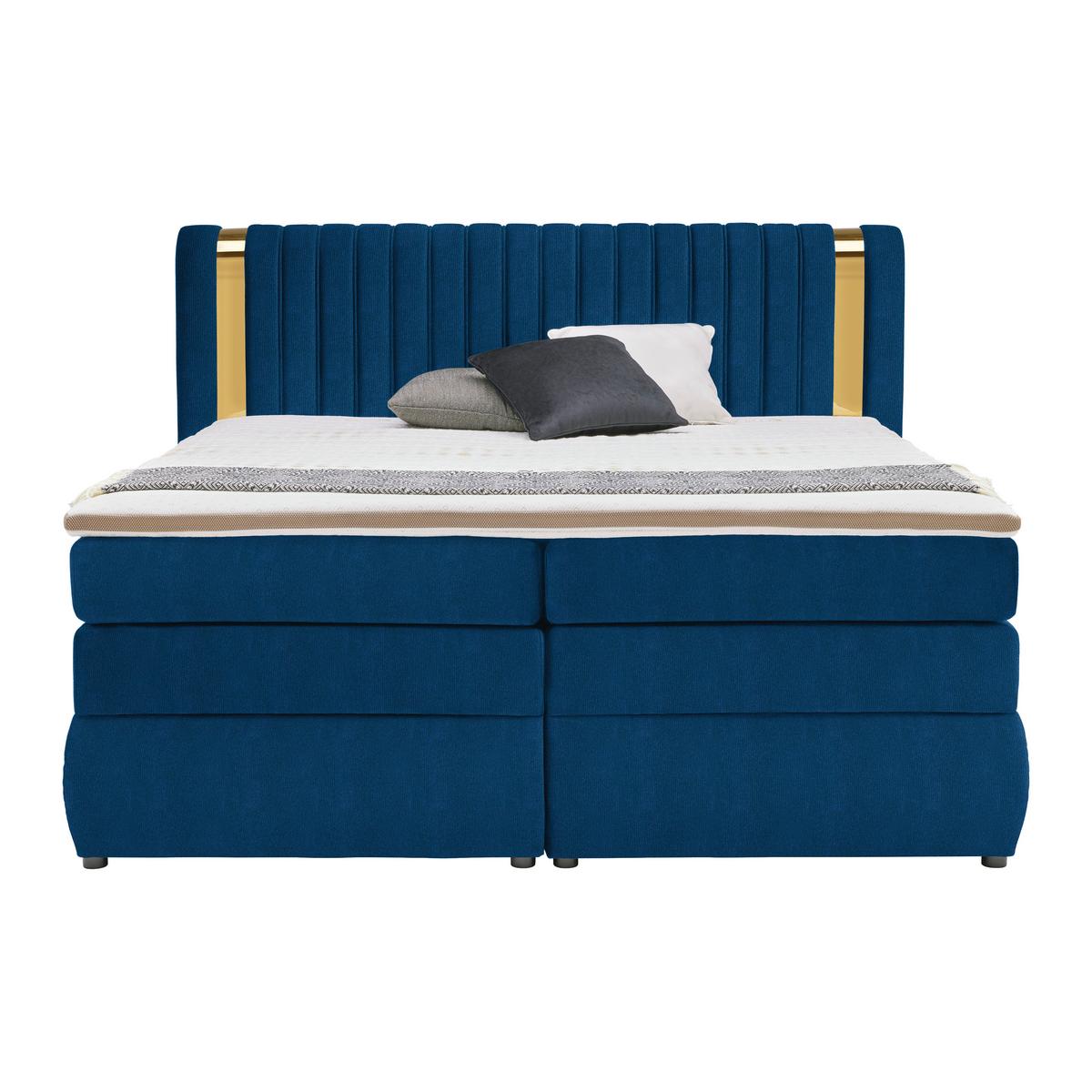 Boxspring Krevet Minola Gold Exkluziv - kraljevska plava/crna, Konvencionalno, tekstil/plastika (160/200cm) - Premium Living