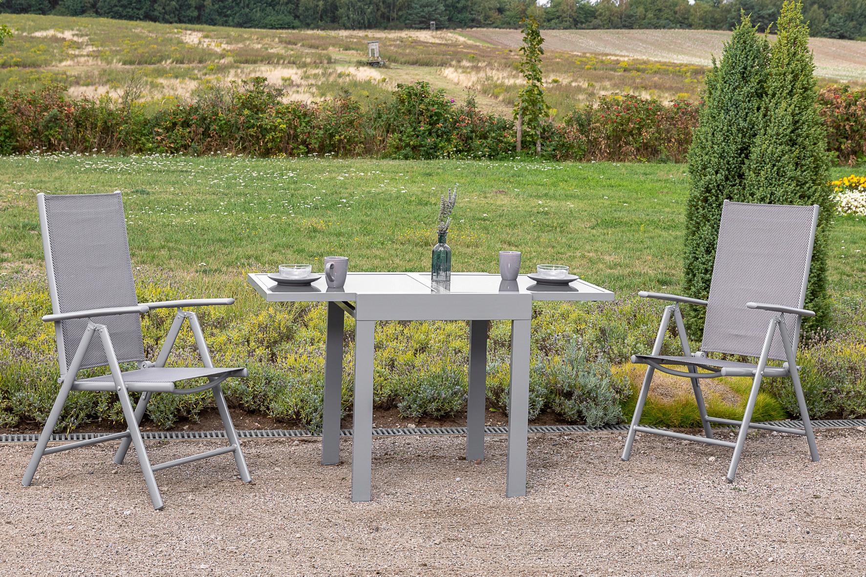 GARTENSET AMALFI - Silberfarben/Braun, MODERN, Kunststoff/Metall - Gardenson