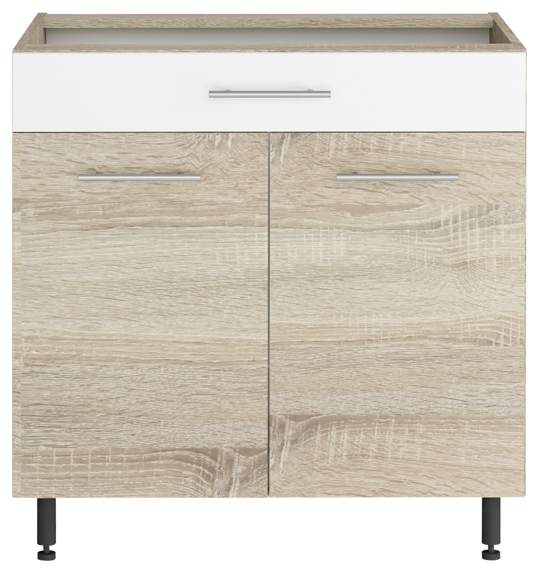 Kuhinjski Donji Element Corina - bijela/hrast Sonoma, Moderno, drvo/metal (80/82,4/58cm) - Based