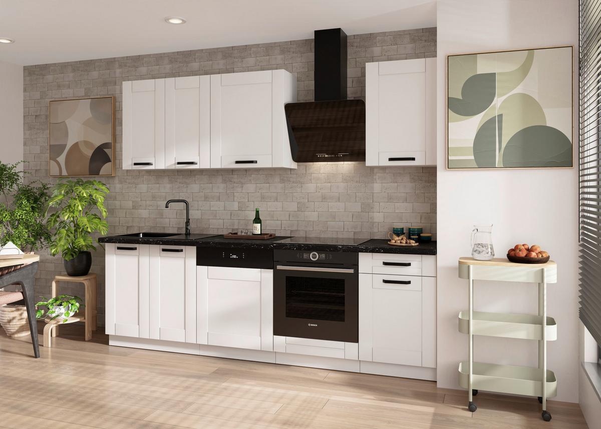 Blok Kuhinja Luna - bela/crna, Moderno, metal/pločasti materijal (250/218/60cm) - Modern Living