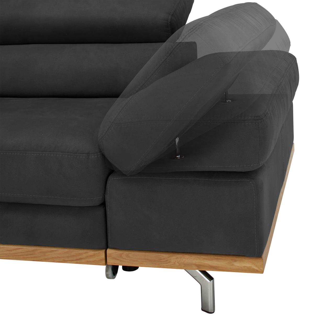 Wohnlandschaft Carmen in Schwarz mit Bettfunktion - Chromfarben/Schwarz, KONVENTIONELL, Holz/Textil (226/93/292cm) - Based