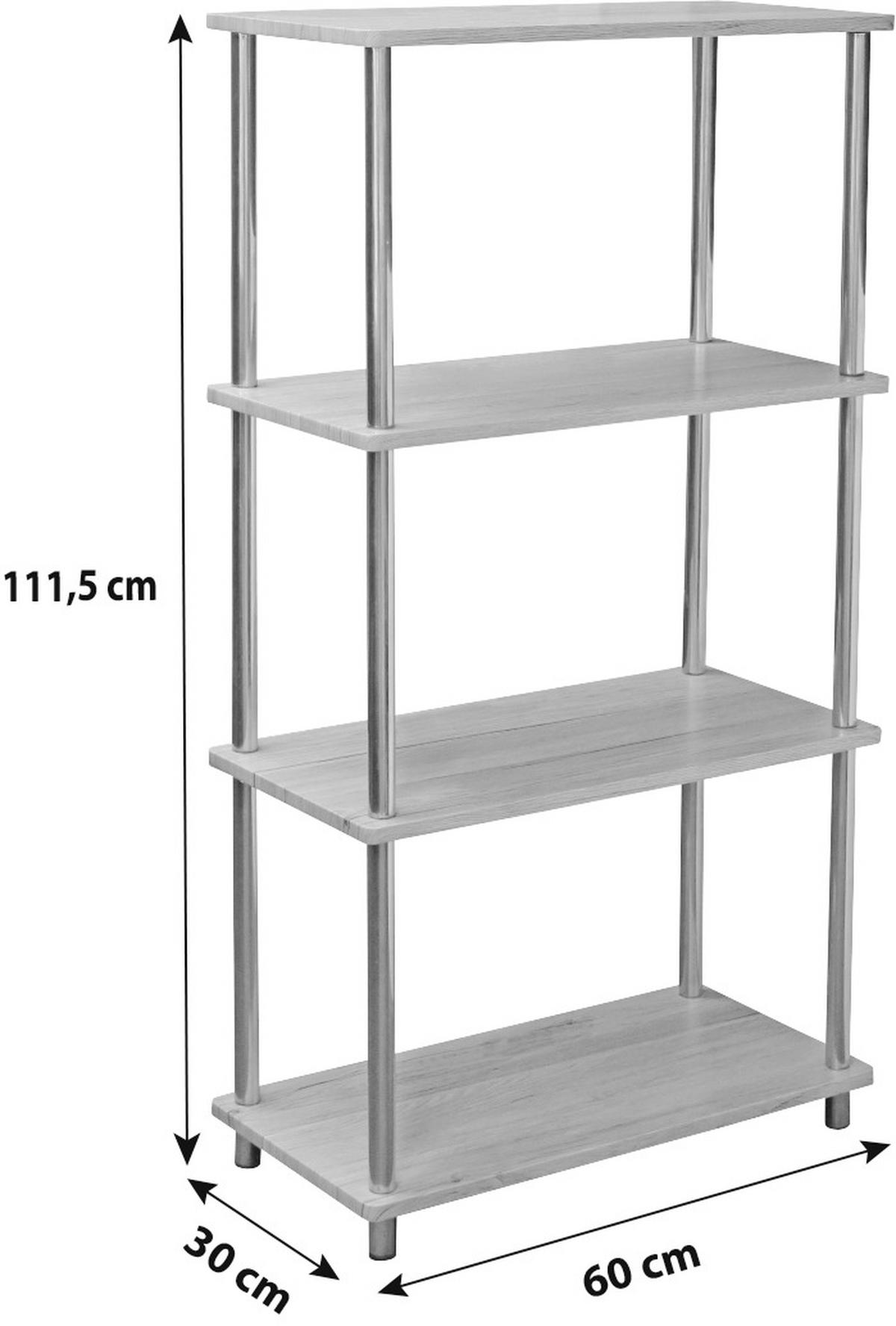 Regal Timilli 2, Barva Hrasta - barve kroma/barve hrasta, Moderno, kovina/leseni material (60/110/30cm)