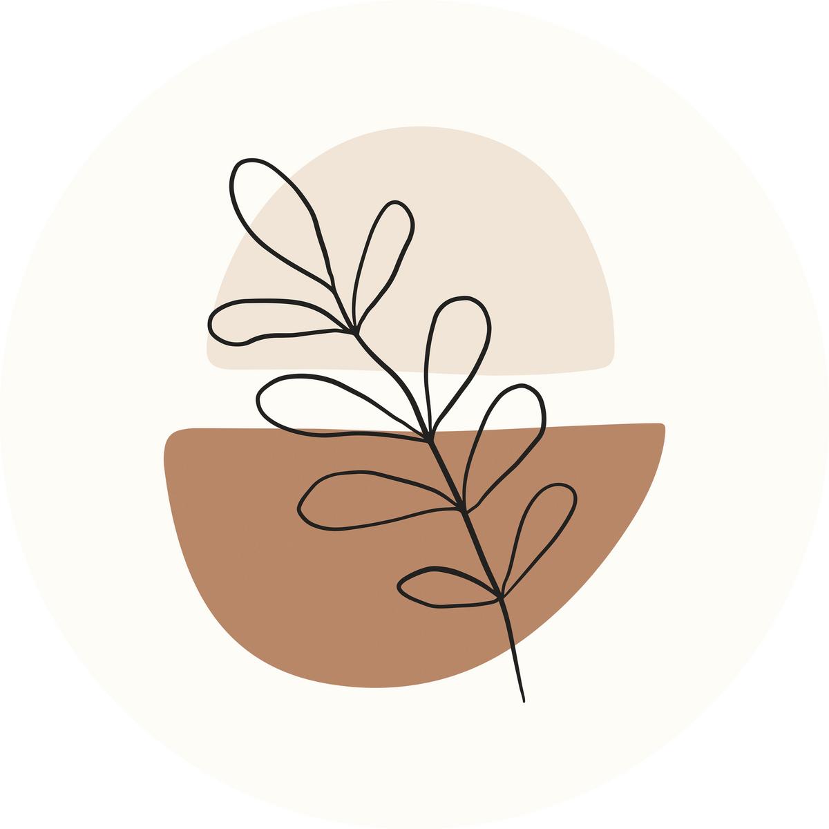 METALLBILD ABSTRACT BOTANICAL CIRCLE - Weiss Hochglanz/Beige, Basics, Metall (100/0,3cm)