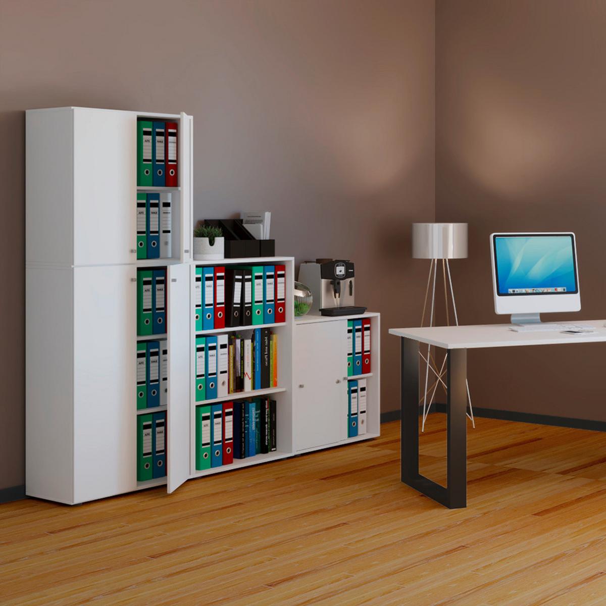 Aktenschrank Lona Weiß - Weiß, KONVENTIONELL, Holzwerkstoff/Kunststoff (70/182/37cm) - MID.YOU