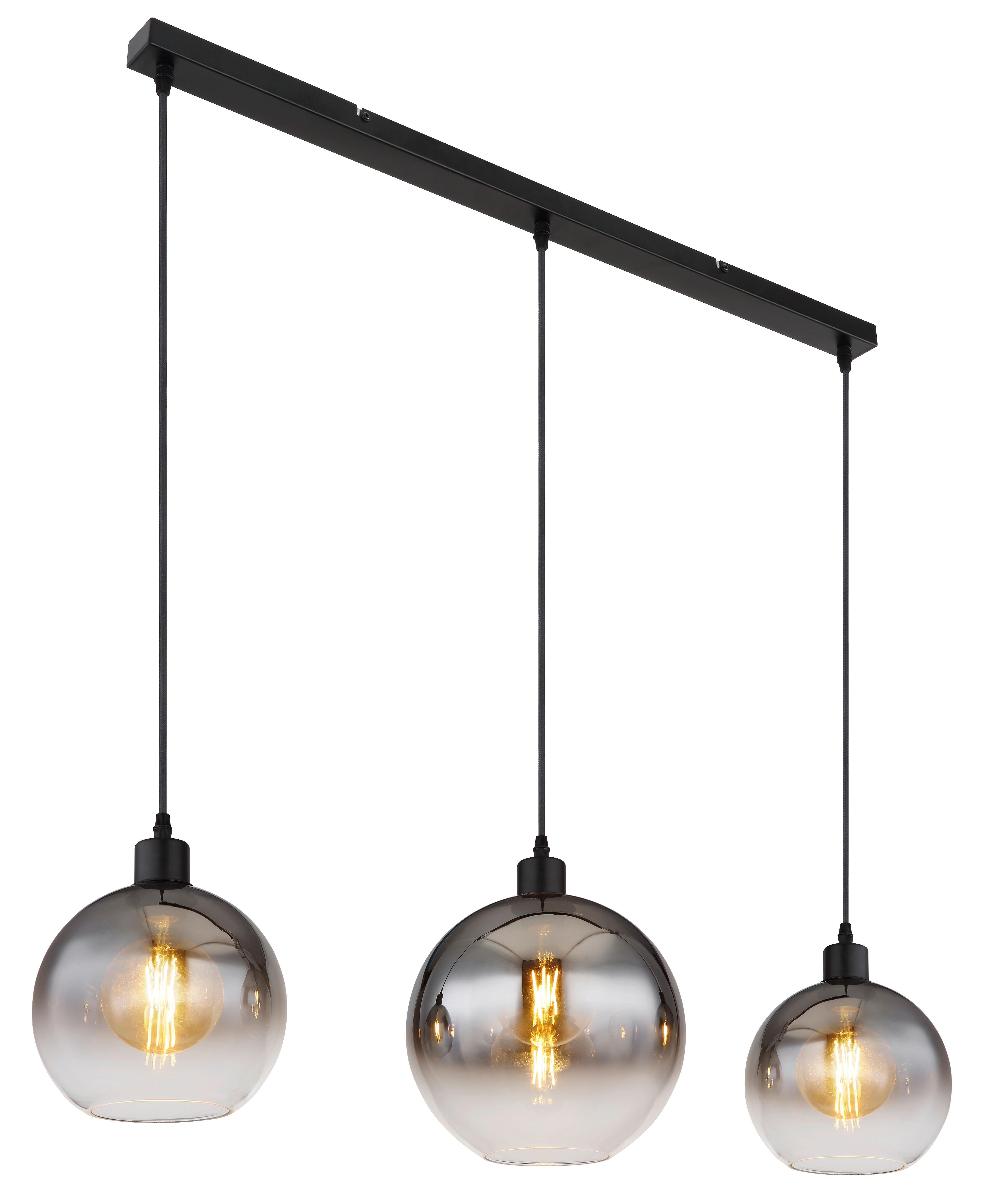 HÄNGELEUCHTE 58227-3HB - Schwarz, Design, Glas/Metall (95/25/120cm) - Globo