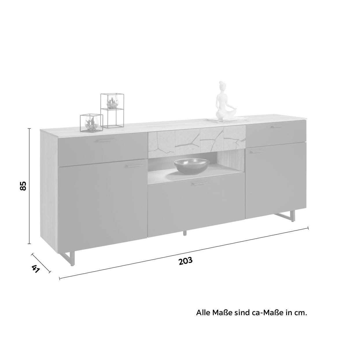 Sideboard Stockholm in Eichefarben/Schieferfarben - Schieferfarben/Eichefarben, MODERN, Holzwerkstoff/Metall (203/85/41cm) - Premium Living