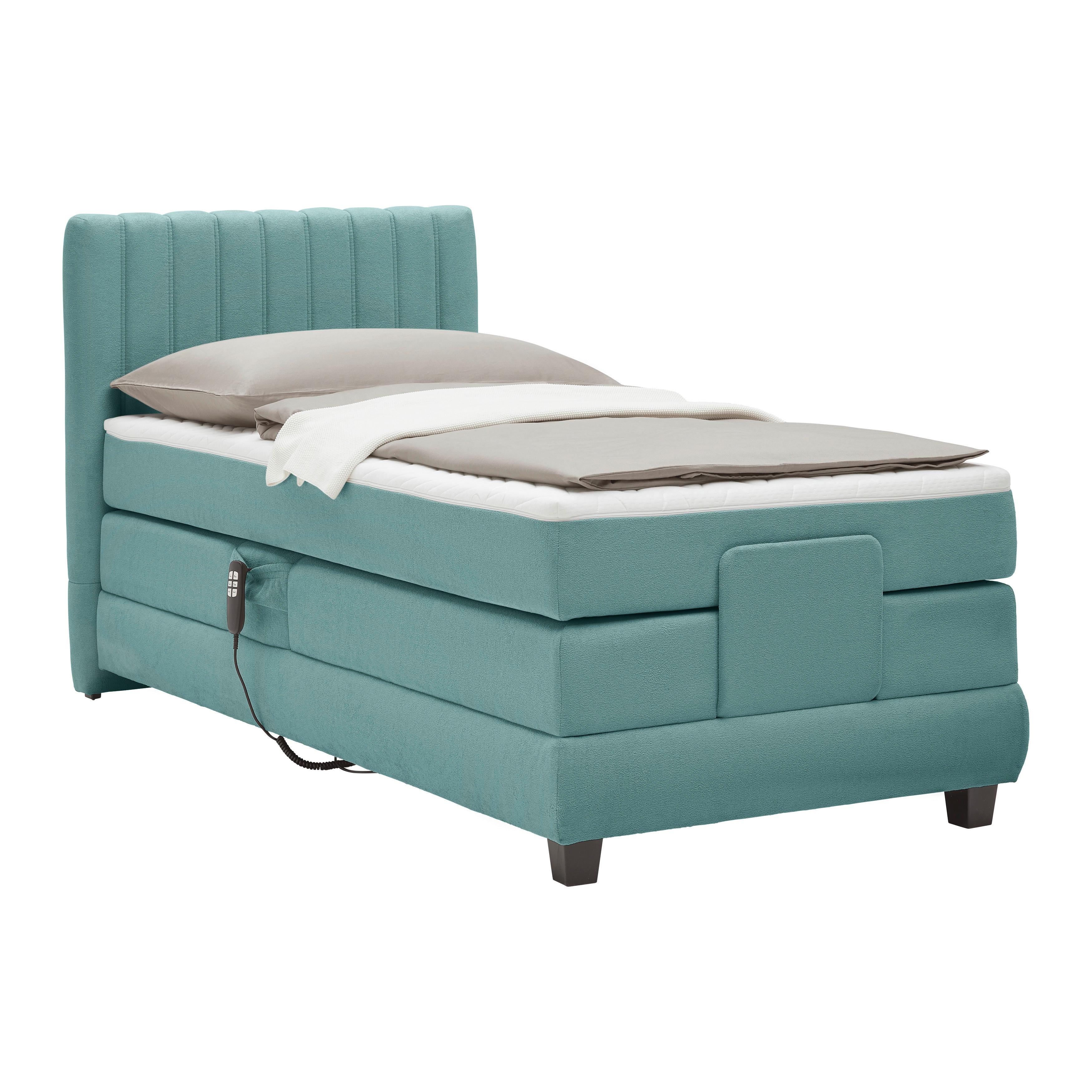 Boxspringbett Dixon Türkis ca. 90x200cm - Türkis/Schwarz, Konventionell, Holz/Holzwerkstoff (90/200cm) - Premium Living