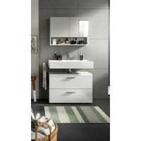 Badezimmer-Set COPA 2-teilg, Grau/Weiß Hochglanz - Chromfarben/Weiß Hochglanz, MODERN, Holzwerkstoff/Kunststoff (80cm) - MID.YOU