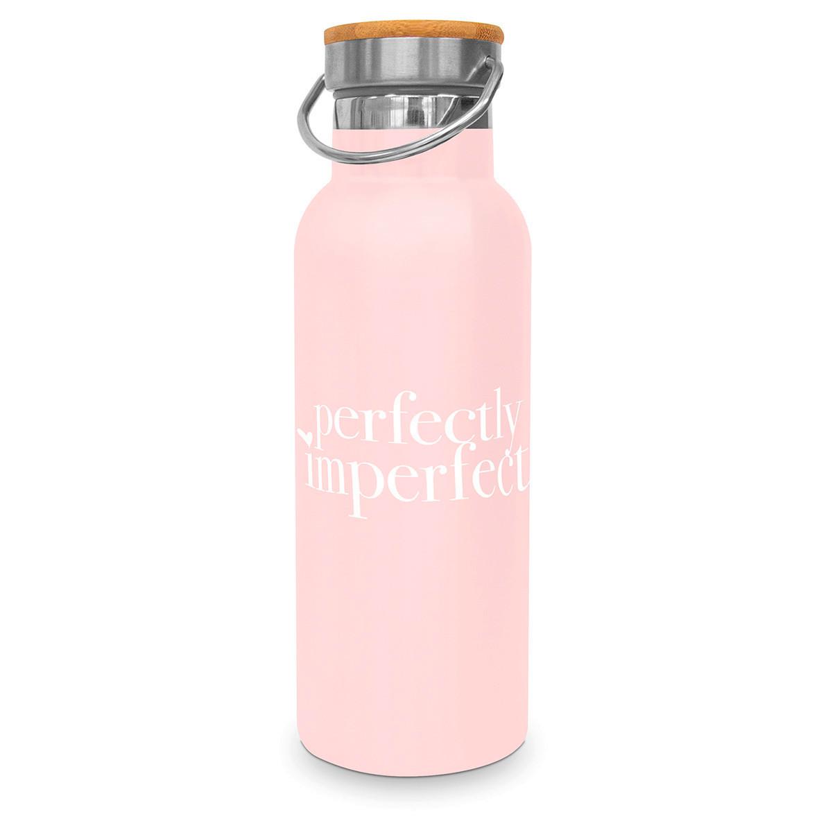 Thermosflasche Perfectly Imperfect ca. 500ml - Rosa/Weiß, Metall (22,5cm)
