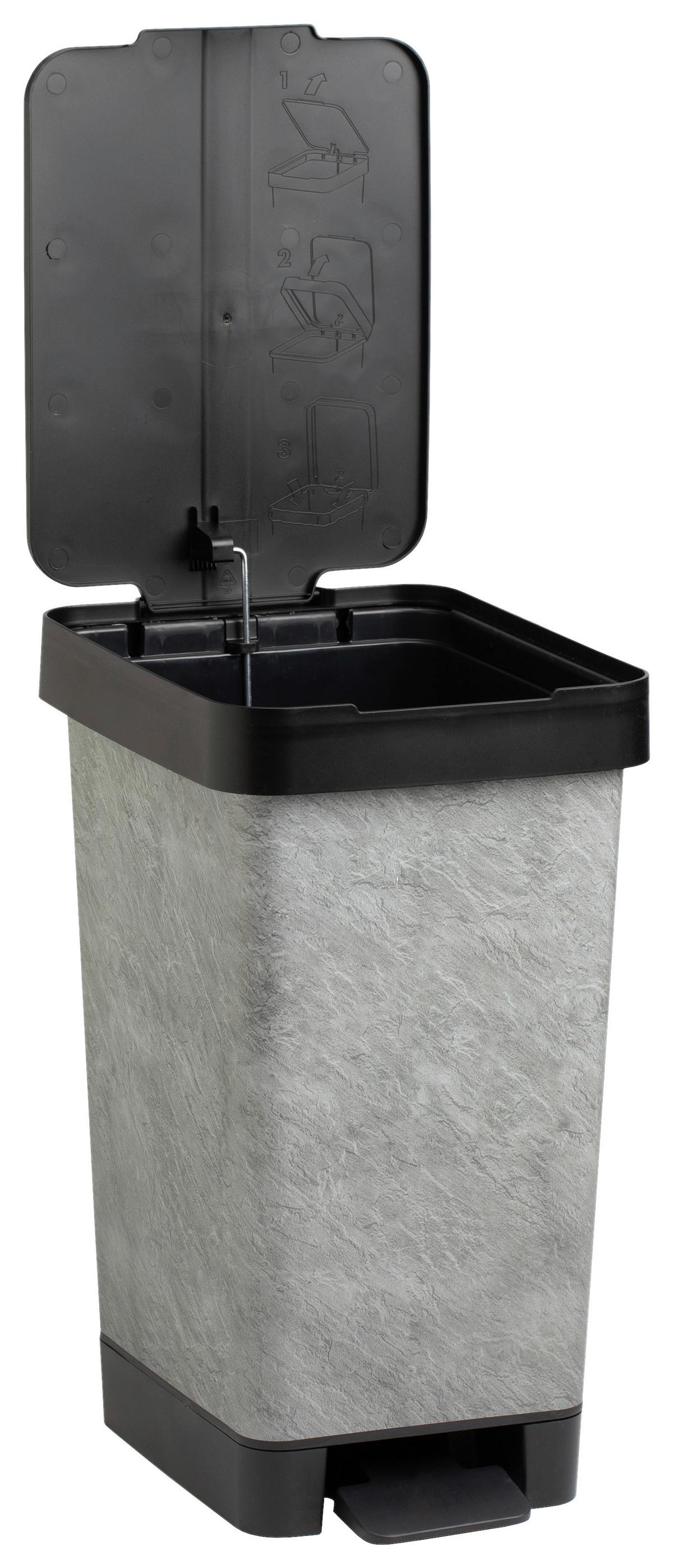 Treteimer Style Schwarz/Grau ca. 25l - Schwarz/Grau, MODERN, Kunststoff/Metall (26/36/47cm) - Mömax