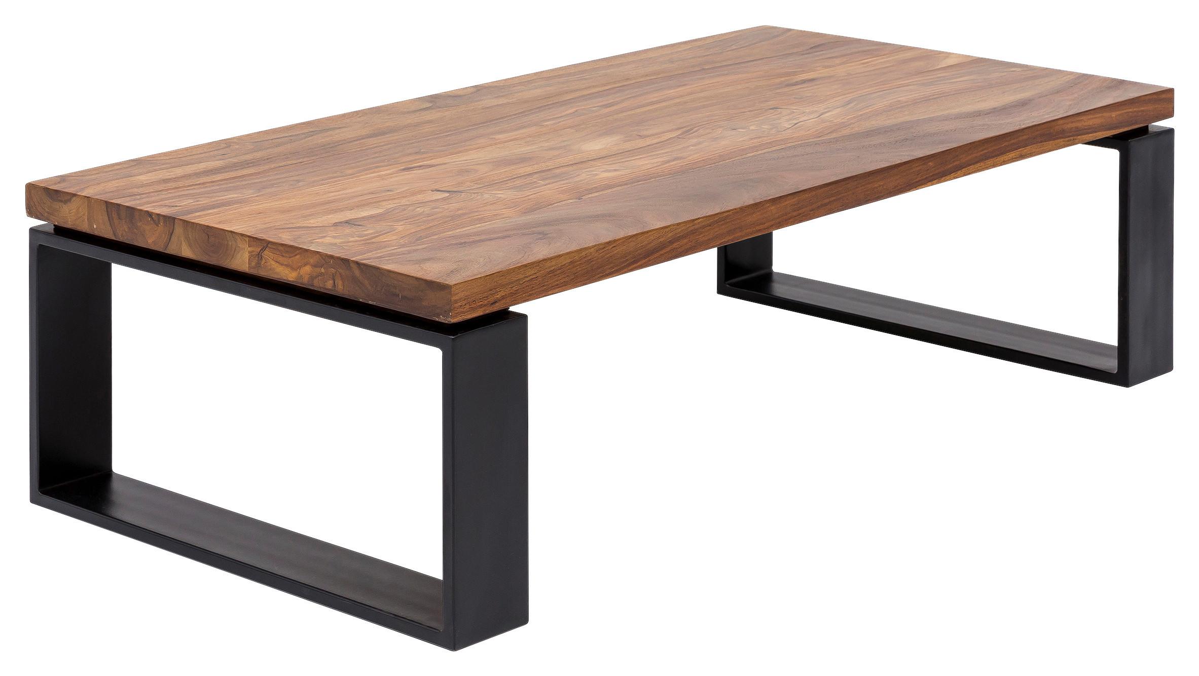 Couchtisch "WL5.650" , ca. 115x60 cm, aus Sheesham - Sheeshamfarben/Schwarz, Design, Holz/Metall (115/60/35cm) - MID.YOU