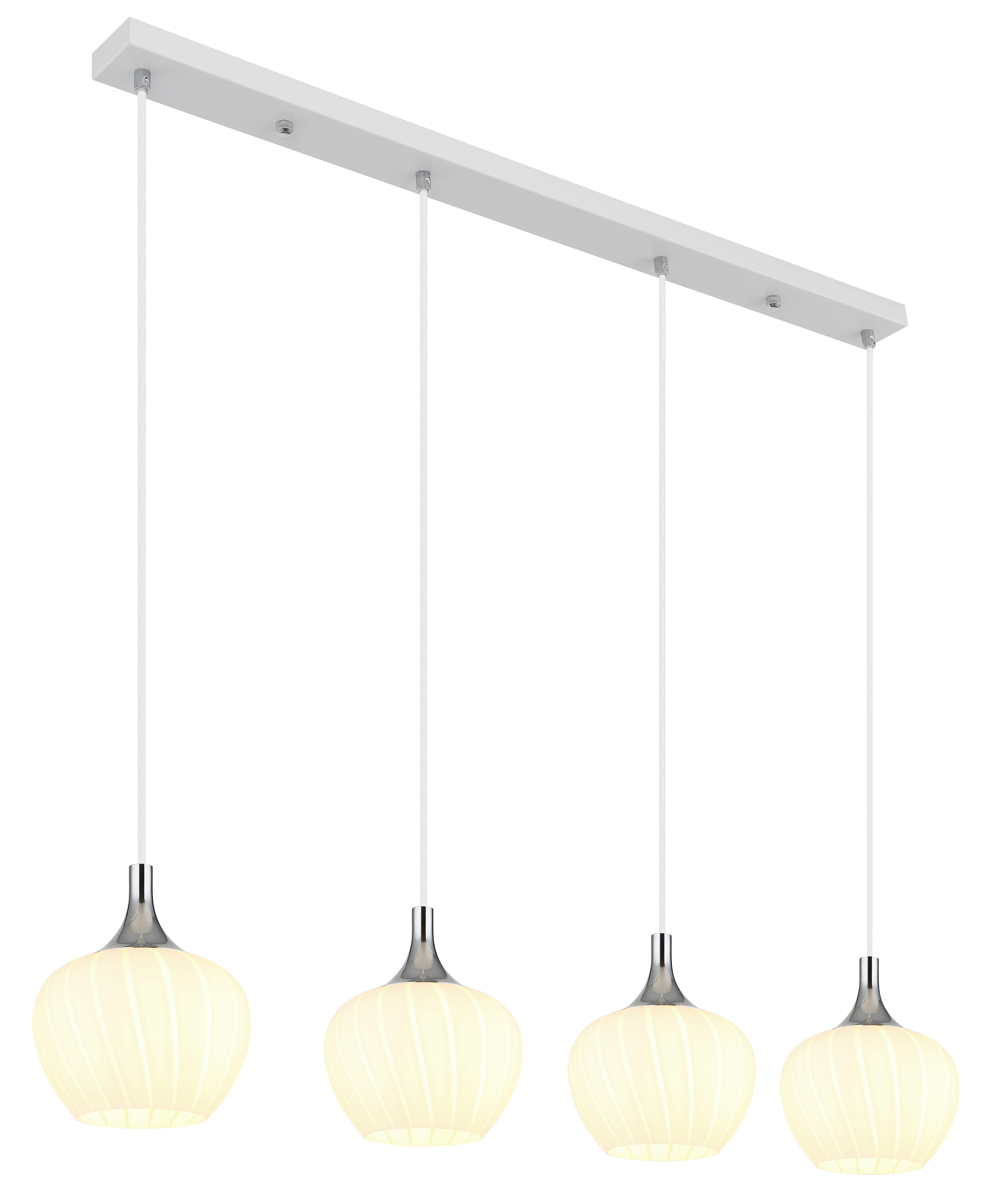 Hängeleuchte Maxy Weiß/Chromfarben max. 40 Watt - Chromfarben/Weiss, Konventionell, Glas/Metall (100/18/120cm) - Globo
