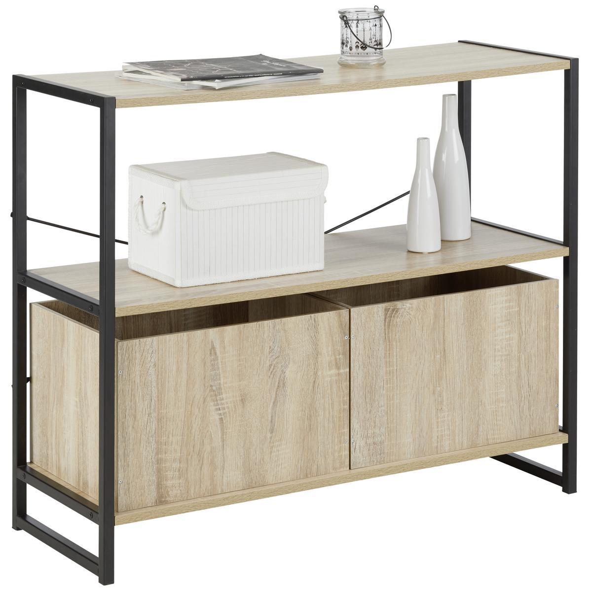 Etajeră Bono - stejar Sonoma/negru, Modern, metal/material pe bază de lemn (95/79,2/35cm) - Modern Living