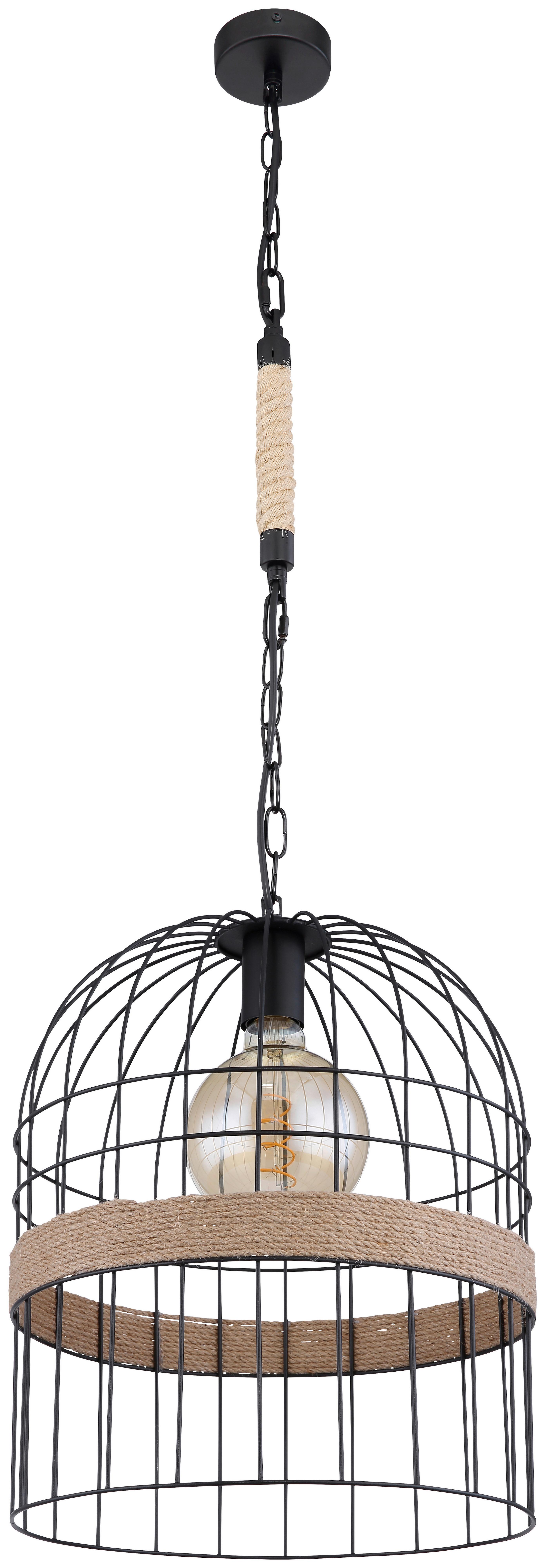 HÄNGELEUCHTE HALIA D: 35 CM BRAUN - Schwarz/Braun, Natur, Naturmaterialien/Metall (35/140cm) - Globo