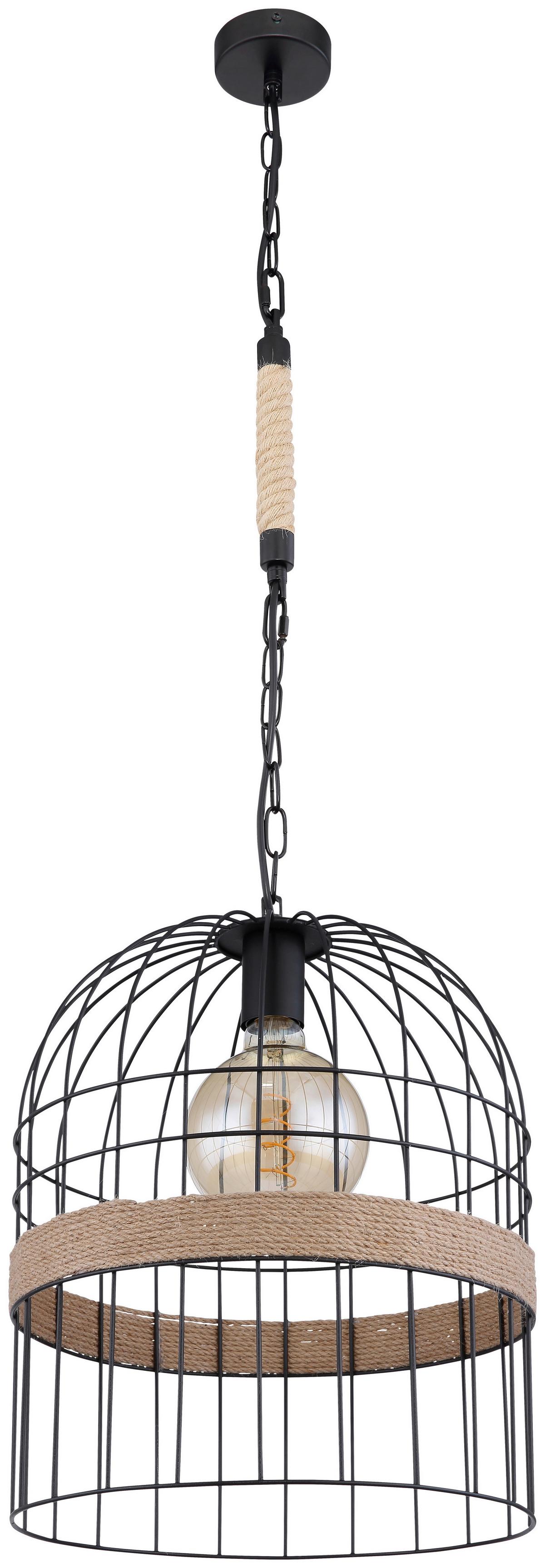HÄNGELEUCHTE HALIA D: 35 CM BRAUN - Schwarz/Braun, Natur, Naturmaterialien/Metall (35/140cm) - Globo
