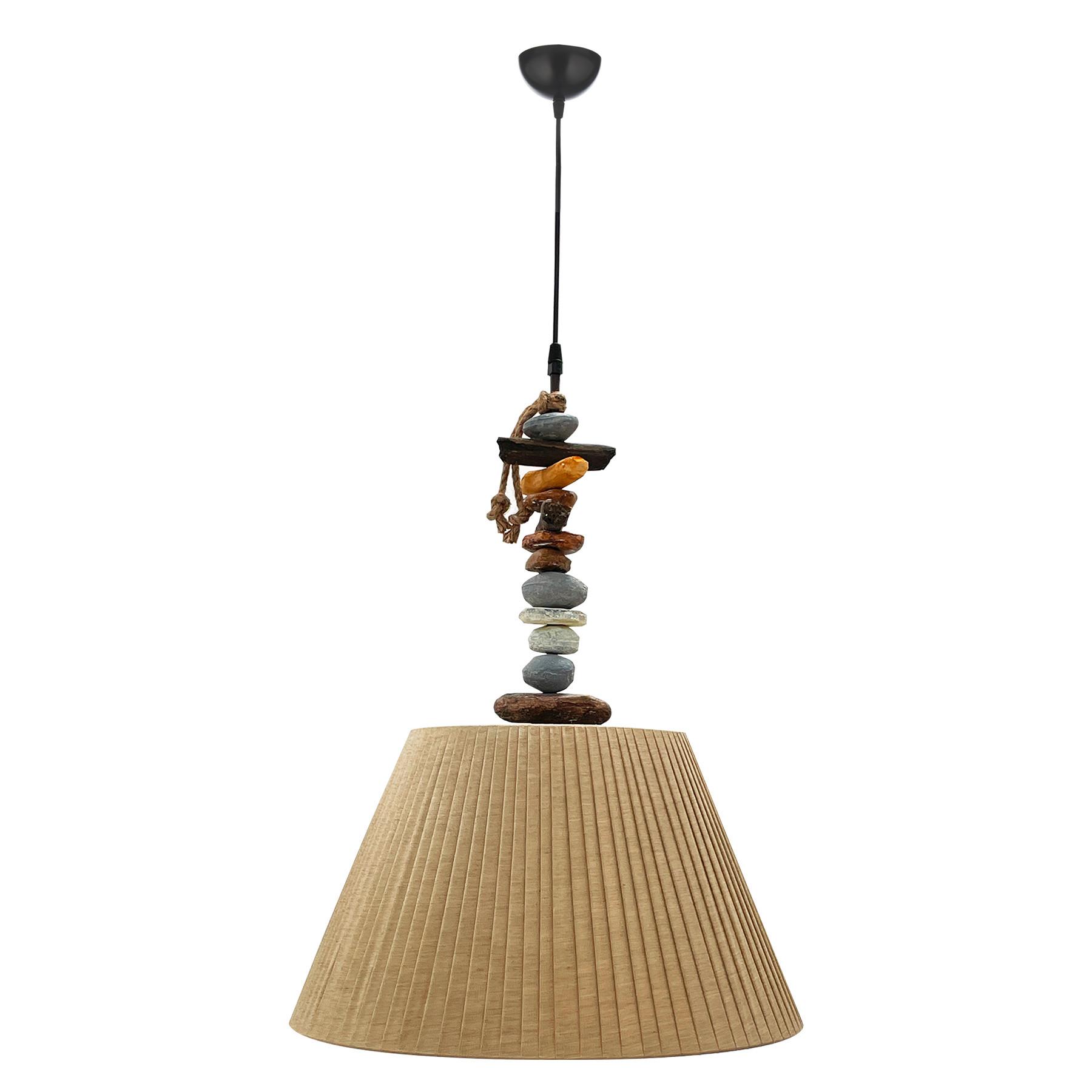 Pendelleuchte Stoney Weiß/Braun max. 22 Watt - Hellbraun/Dunkelbraun, KONVENTIONELL, Kunststoff/Textil (45/110cm)