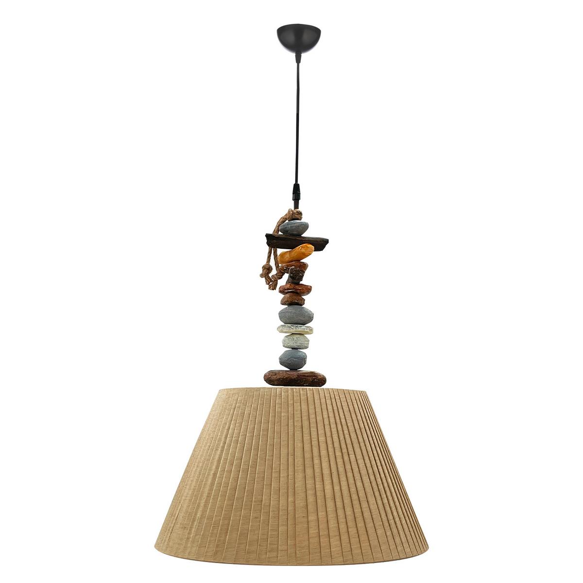 Pendelleuchte Stoney Weiß/Braun max. 22 Watt - Hellbraun/Dunkelbraun, KONVENTIONELL, Kunststoff/Textil (45/110cm)