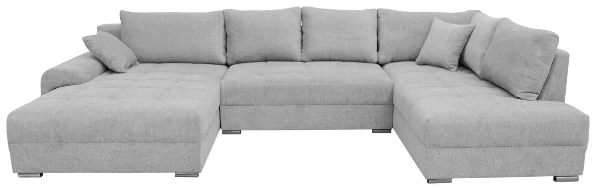 Kutna Garnitura Senso - svijetlo siva/boje kroma, Moderno, tekstil/drvo (183/346/197cm) - Modern Living