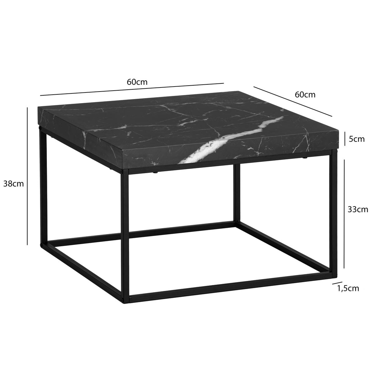 COUCHTISCH WL6.933 - Schwarz, Design, Holzwerkstoff/Metall (60/60/38cm) - Livetastic