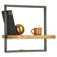 REGAŁ ŚCIENNY VALO - kolor akacjowy/czarny, Trend, metal/drewno (35/35/25cm) - Landscape