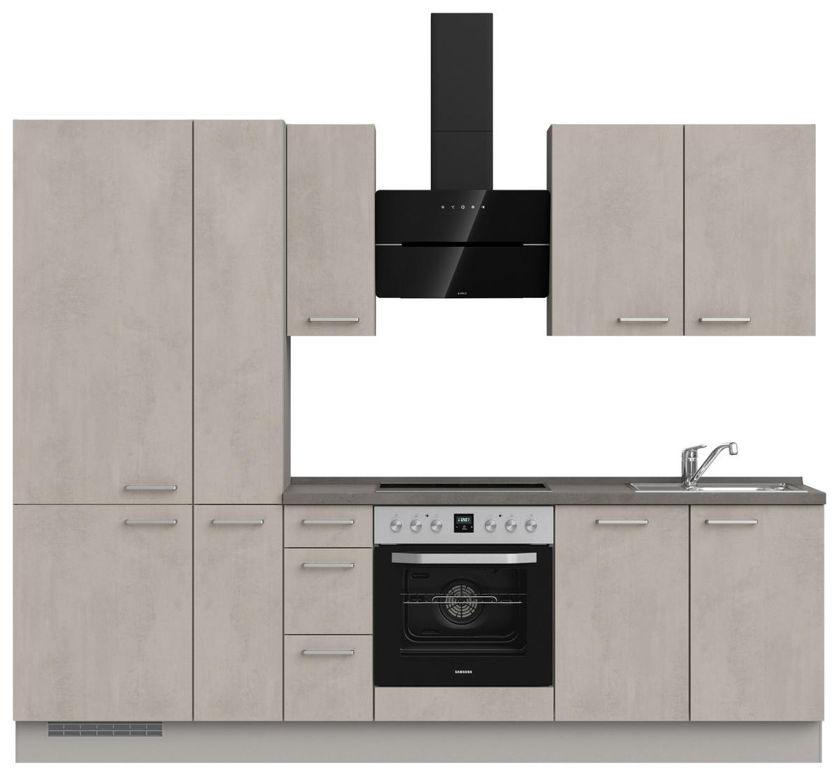 Küchenleerblock Riva High o. Geräte Grau - Schieferfarben/Edelstahlfarben, MODERN, Holzwerkstoff/Metall (270cm) - Nobilia