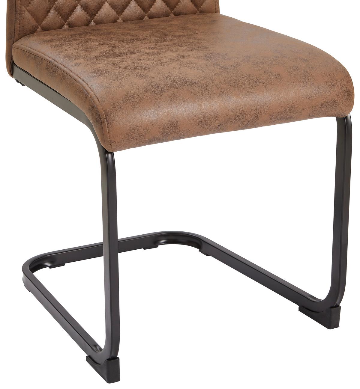 KRZESŁO NA PŁOZIE KAI - czarny/brązowy, Basics, metal/tkanina (43/97/59cm) - MID.YOU