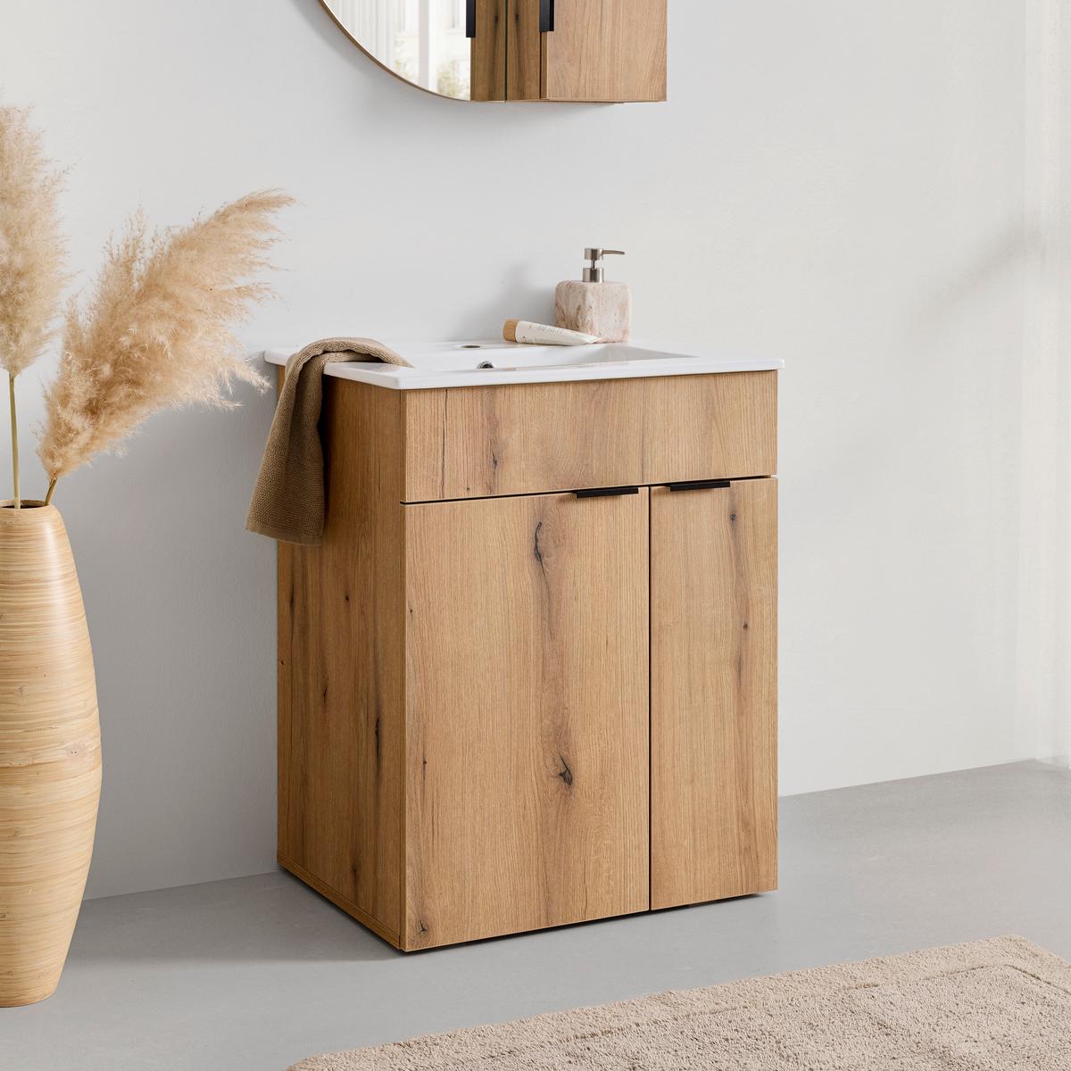 Umivalniška Enota Z Umivalnikom Napoli - črna/bela, Moderno, kovina/leseni material (60/78/45cm) - Mömax
