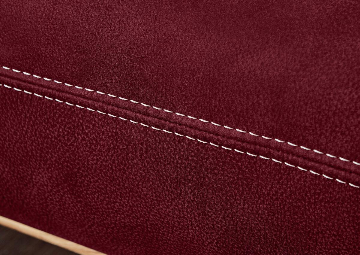 Wohnlandschaft Erling Weinrot - Beige/Weinrot, MODERN, Leder/Metall (187/89/322cm) - Premium Living