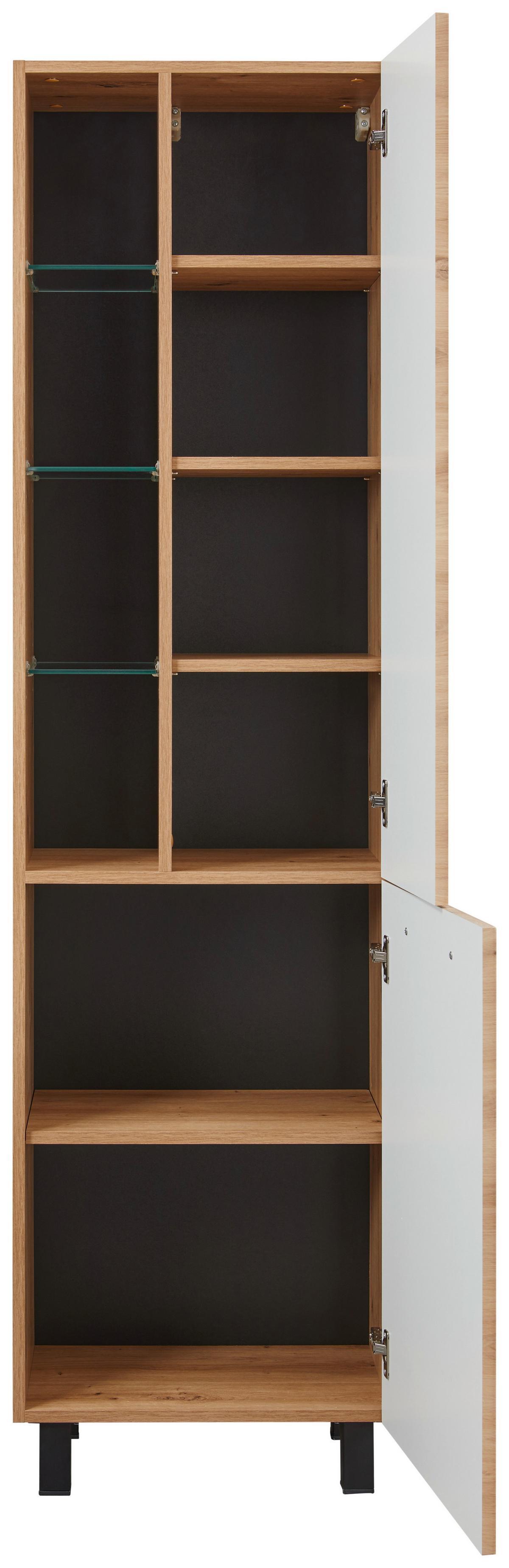 Hochschrank in Eiche Artisan - Schwarz/Eiche Artisan, Modern, Glas/Holzwerkstoff (50/190/35cm) - Mömax