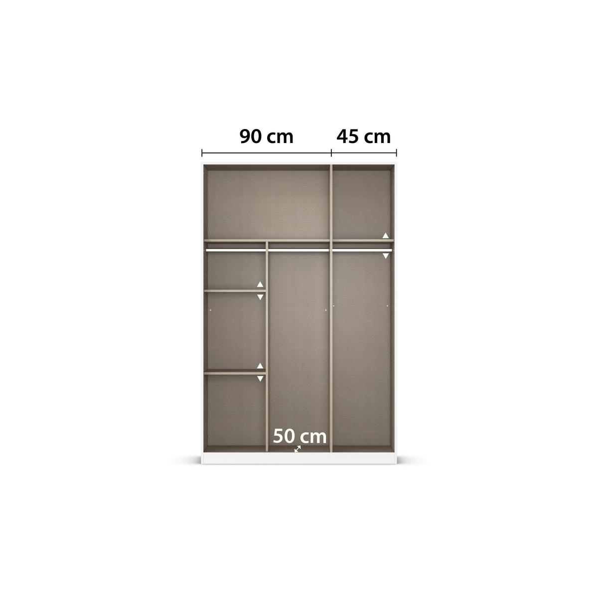 DULAP REFLECT - argintiu/stejar Artisan, Modern, material pe bază de lemn (136/210/54cm)